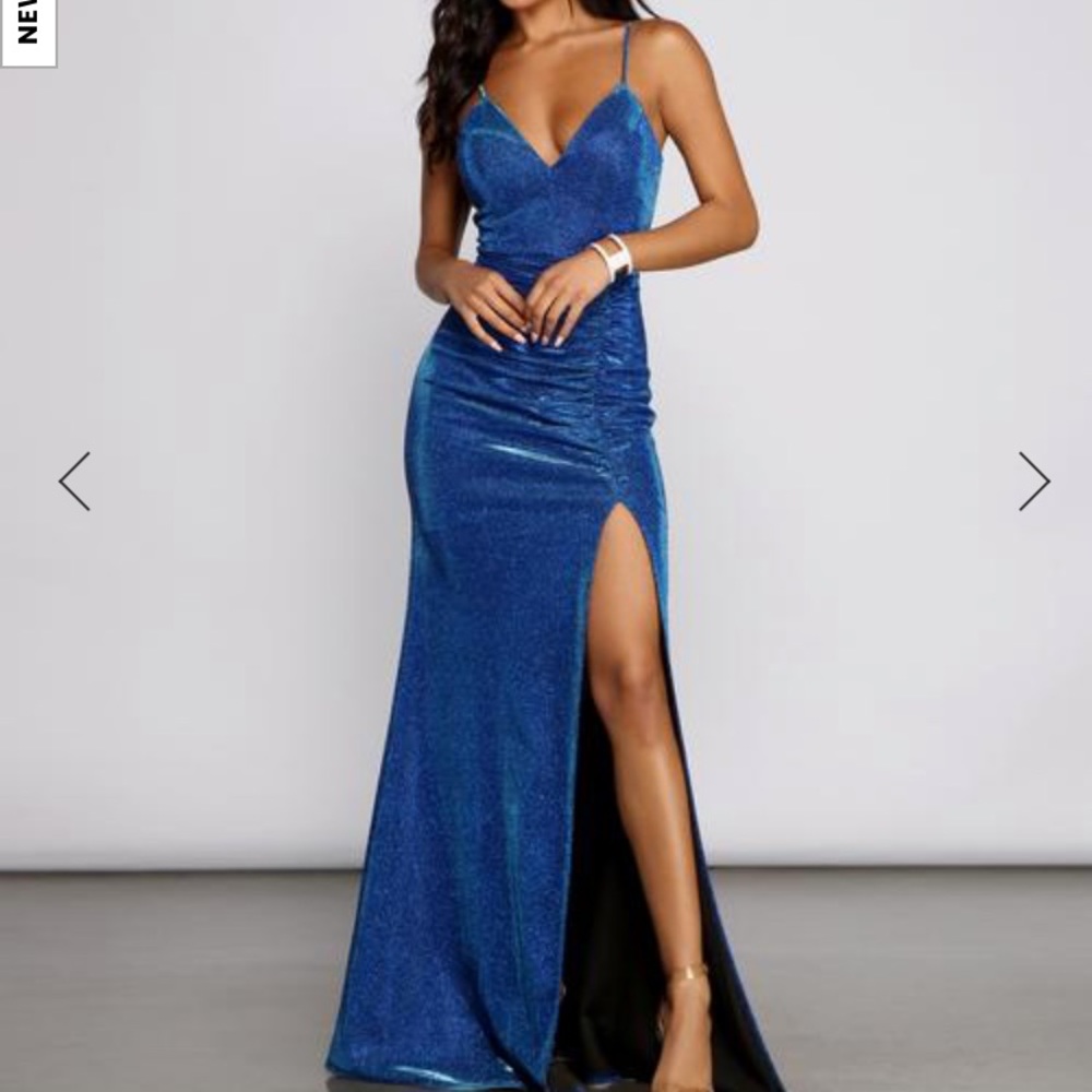 M blue sparkly midnight prom dress